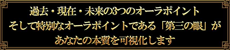 過去・現在・未来の3つのオーラポイント そして特別なオーラポイントである「第三の眼」があなたの本質を可視化します